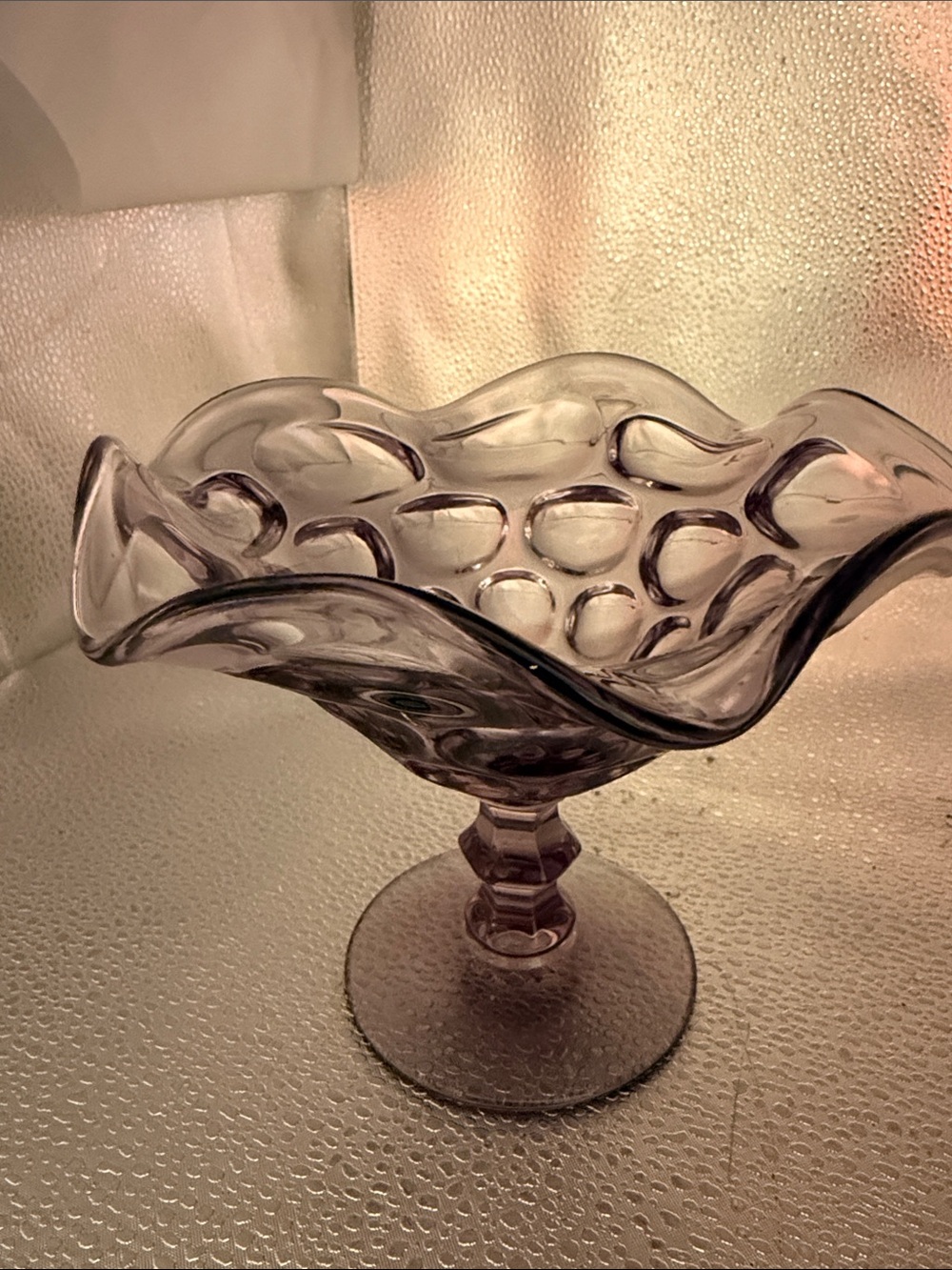 Vintage Amethyst Glass Compote Centerpiece